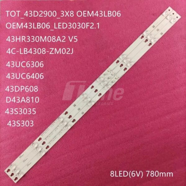Kit 3 Barres 8 LED 6V TV TCL 43"