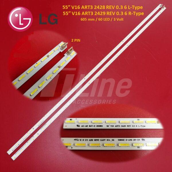 Kit 2 barres 60 LED TV 3v LG 55″ 55UH6500