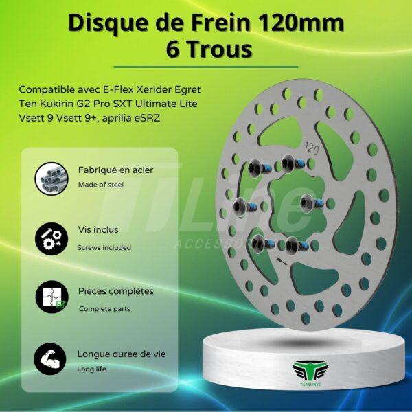 Disque de Frein 120 mm, 6 Trous Compatible avec Trottinette électrique