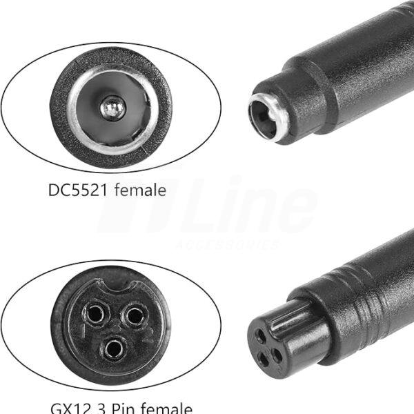 Adaptateur  GX12 à 3 broches vers DC