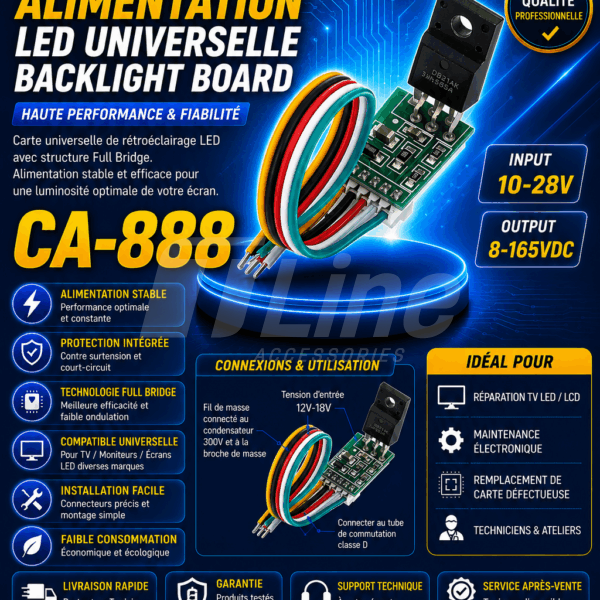 CA-888 Module d'alimentation universel LCD 12-18 V, interrupteur, tube 300 V pour la maintenance des écrans LCD et des téléviseurs