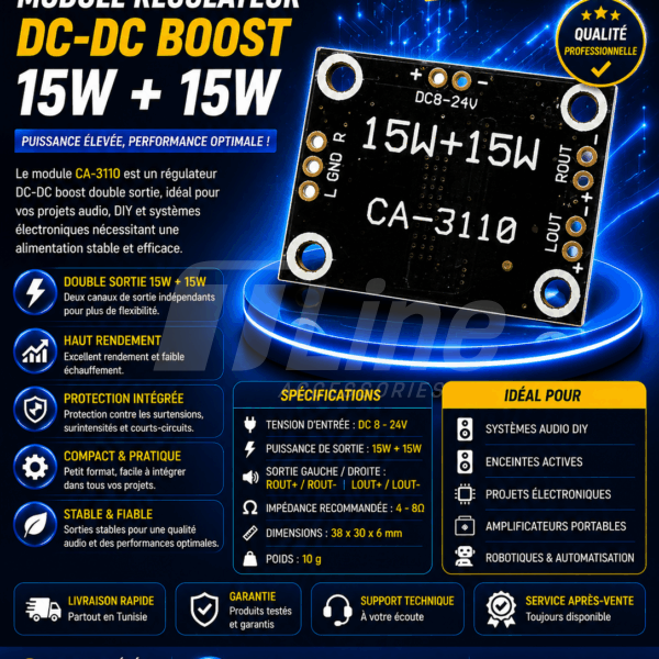 Carte amplificateur audio Ca-3110 2x15W stéréo classe D classe 8-26V CA-3110 haute puissance