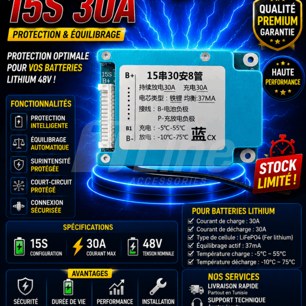 BMS Lithium 15S 30A