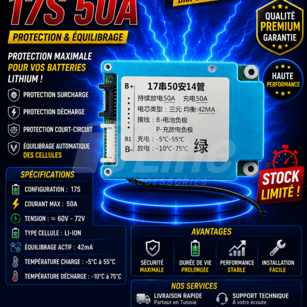 BMS Lithium 17S 50A