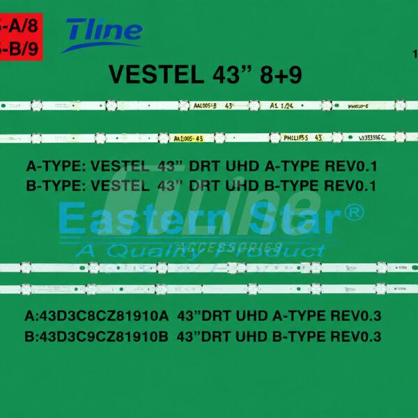 ES-1005 Kit 4 barres 2A 8LED+2B 9LED TV SABA 43″ 43UHD9000S
