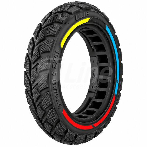 Pneu plein Ulip 10 × 2.5 (60/70-6.5) – Cercle 3 couleurs – Rainure 45 mm